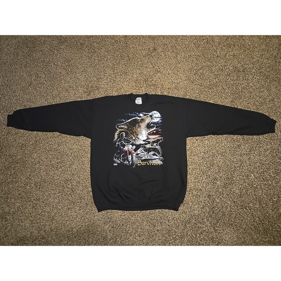 Gildan Other - Gildan Wildside Los Angeles Survivors Motorcycle/Wolf Sweater Mens Size Large